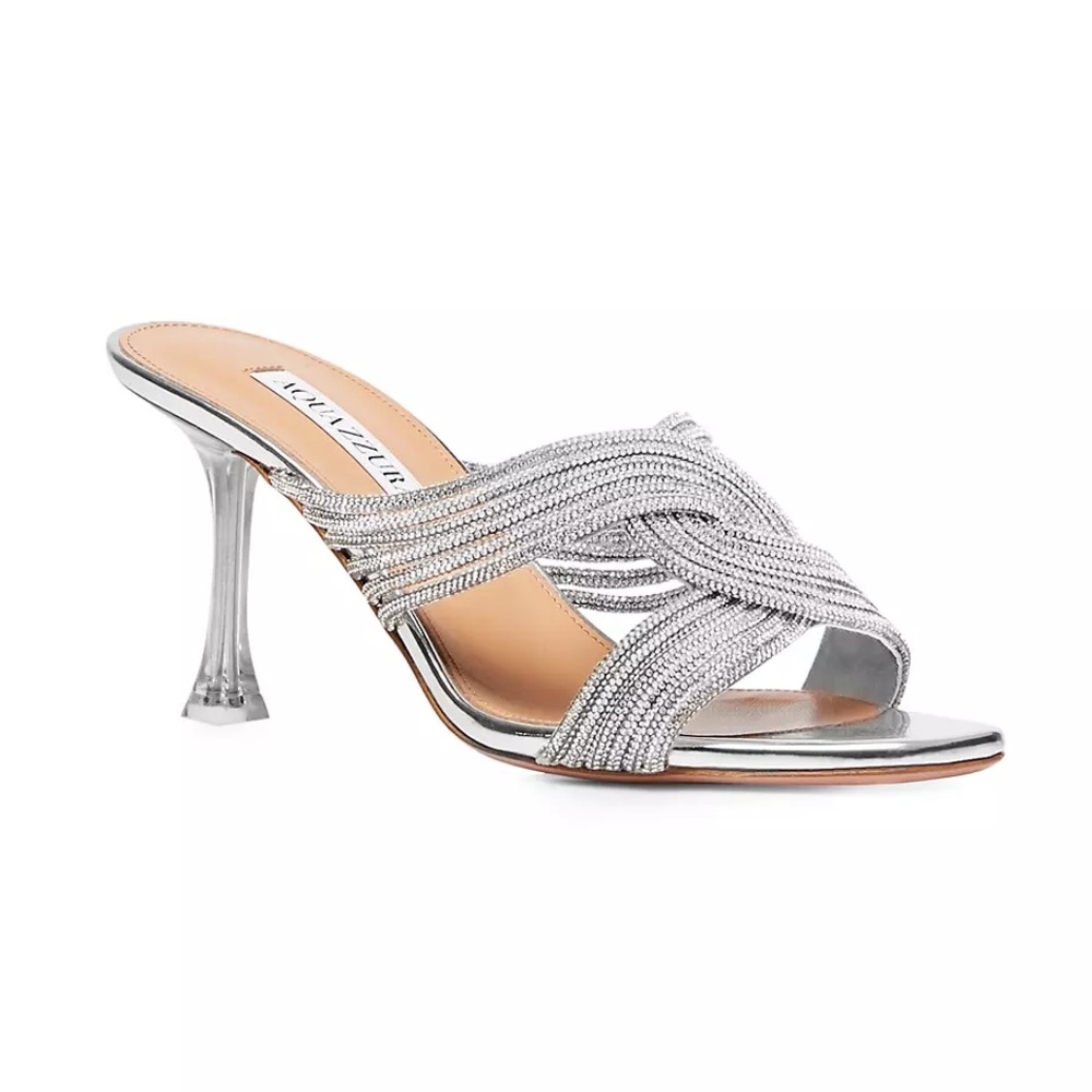 Aquazurra Gatsby embelished metallic mules size 37.5